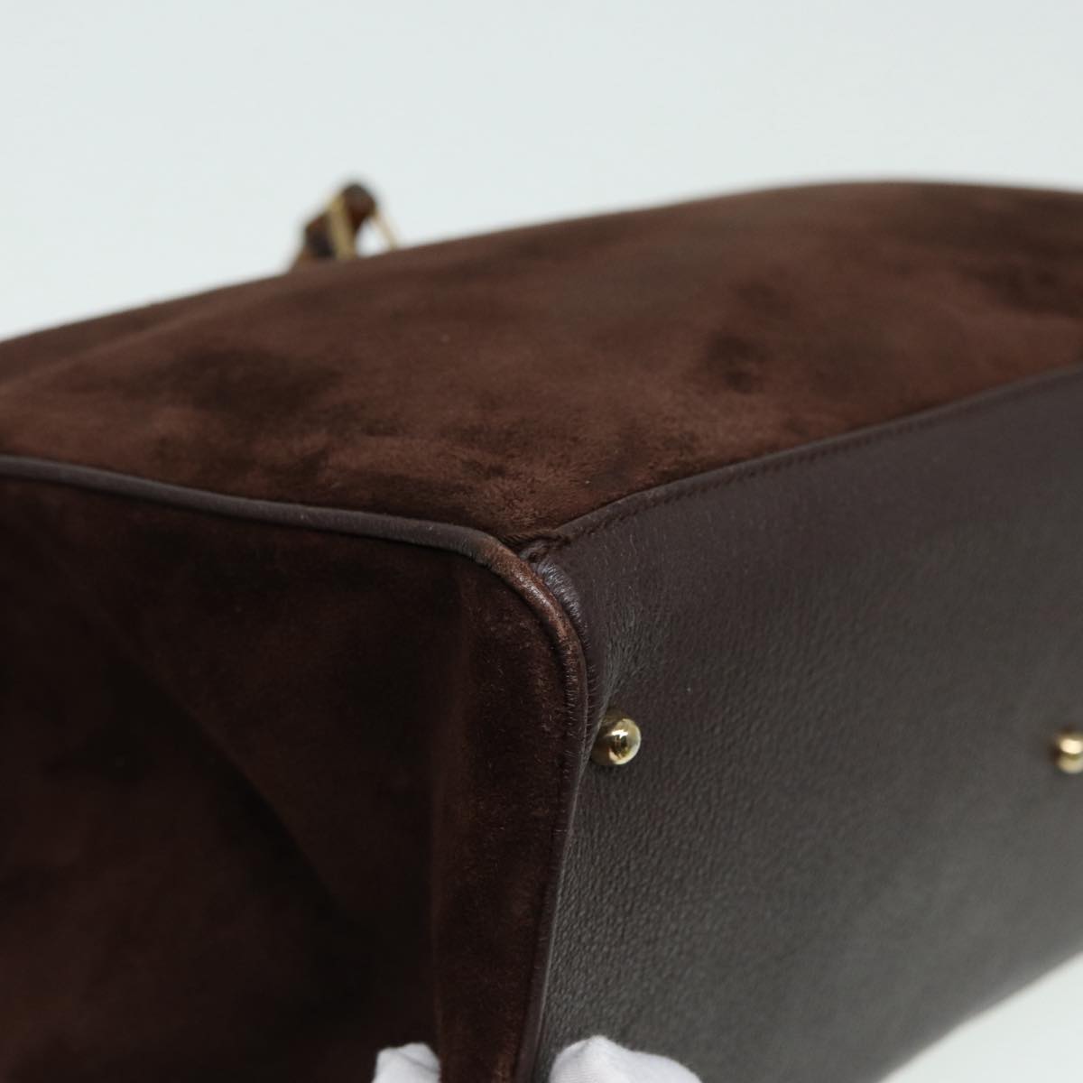 GUCCI Bamboo Hand Bag Suede 2way Brown 002 2855 0322 0 82942