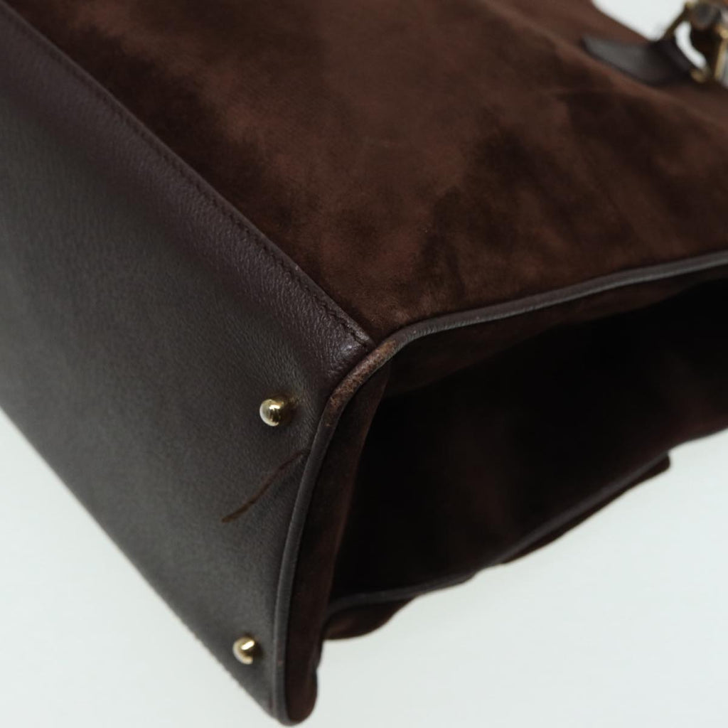 GUCCI Bamboo Hand Bag Suede 2way Brown 002 2855 0322 0 82942