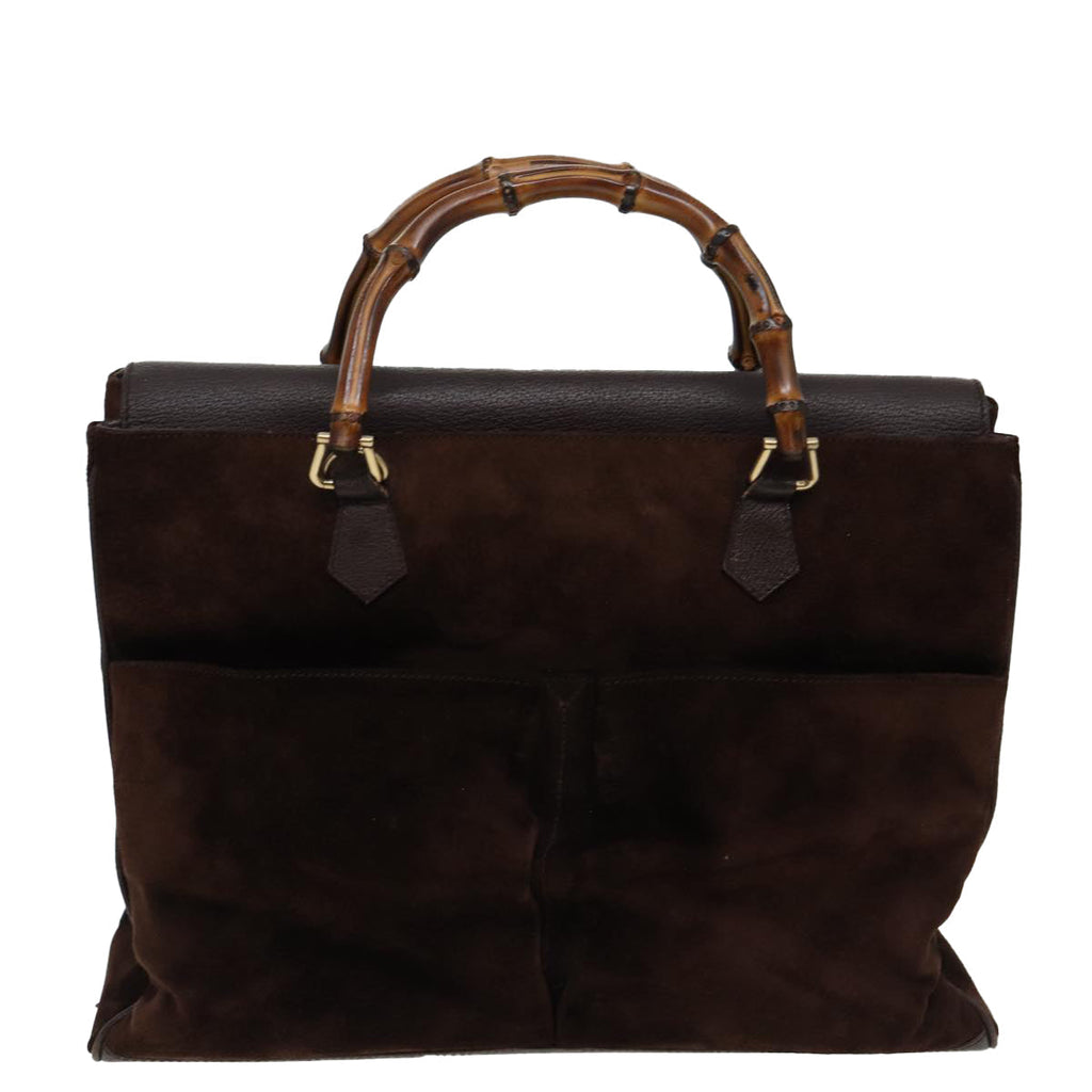 GUCCI Bamboo Hand Bag Suede 2way Brown 002 2855 0322 0 82942
