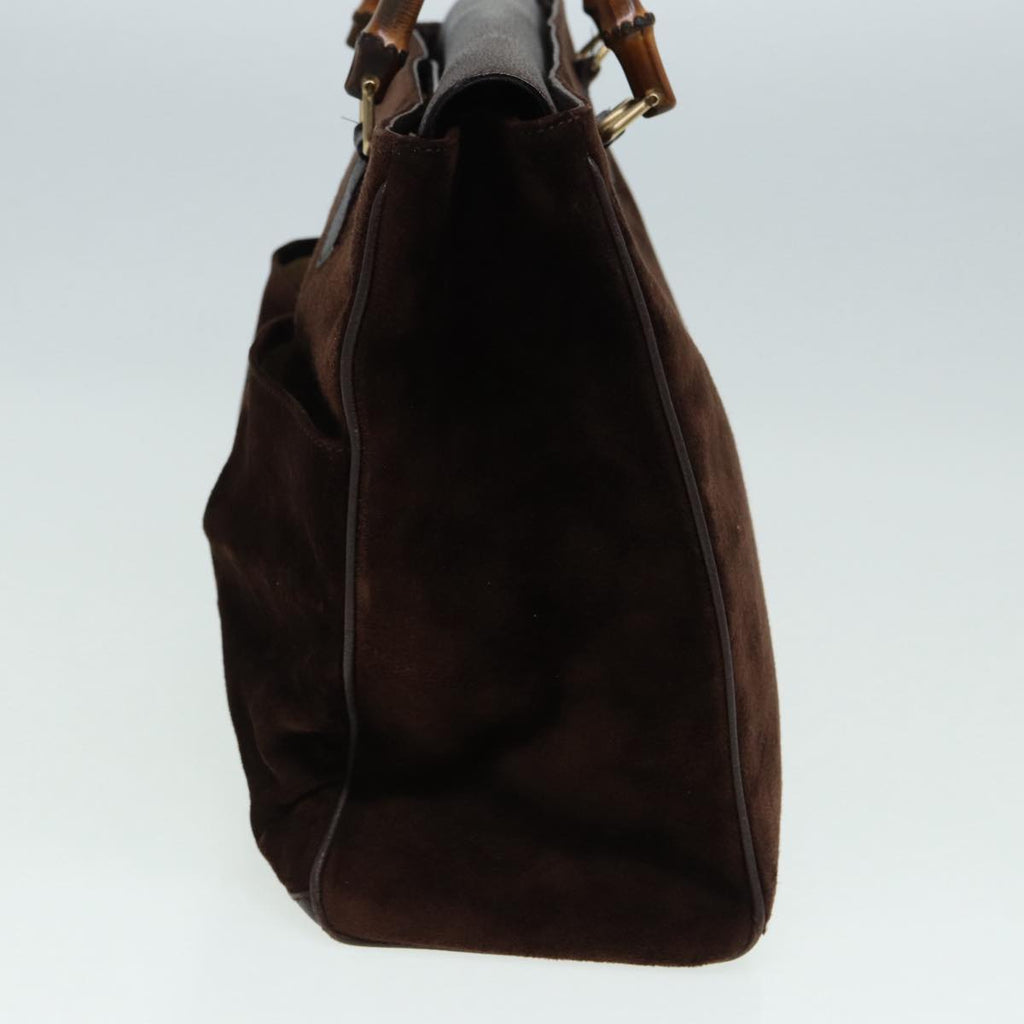 GUCCI Bamboo Hand Bag Suede 2way Brown 002 2855 0322 0 82942