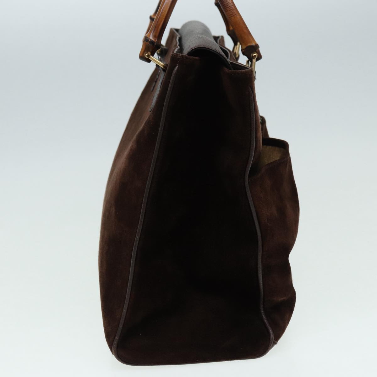 GUCCI Bamboo Hand Bag Suede 2way Brown 002 2855 0322 0 82942