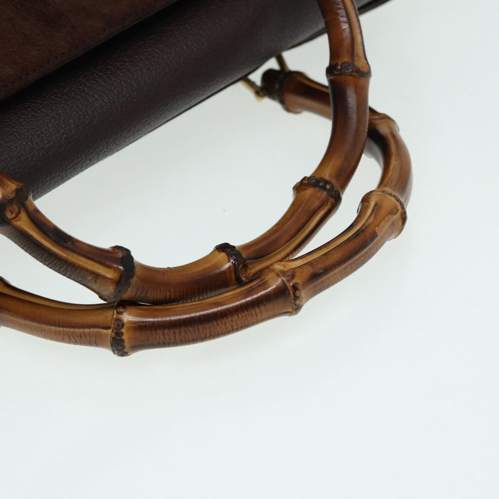 GUCCI Bamboo Hand Bag Suede 2way Brown 002 2855 0322 0 82942