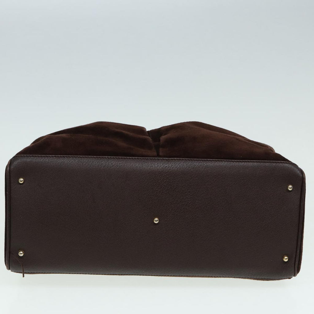 GUCCI Bamboo Hand Bag Suede 2way Brown 002 2855 0322 0 82942