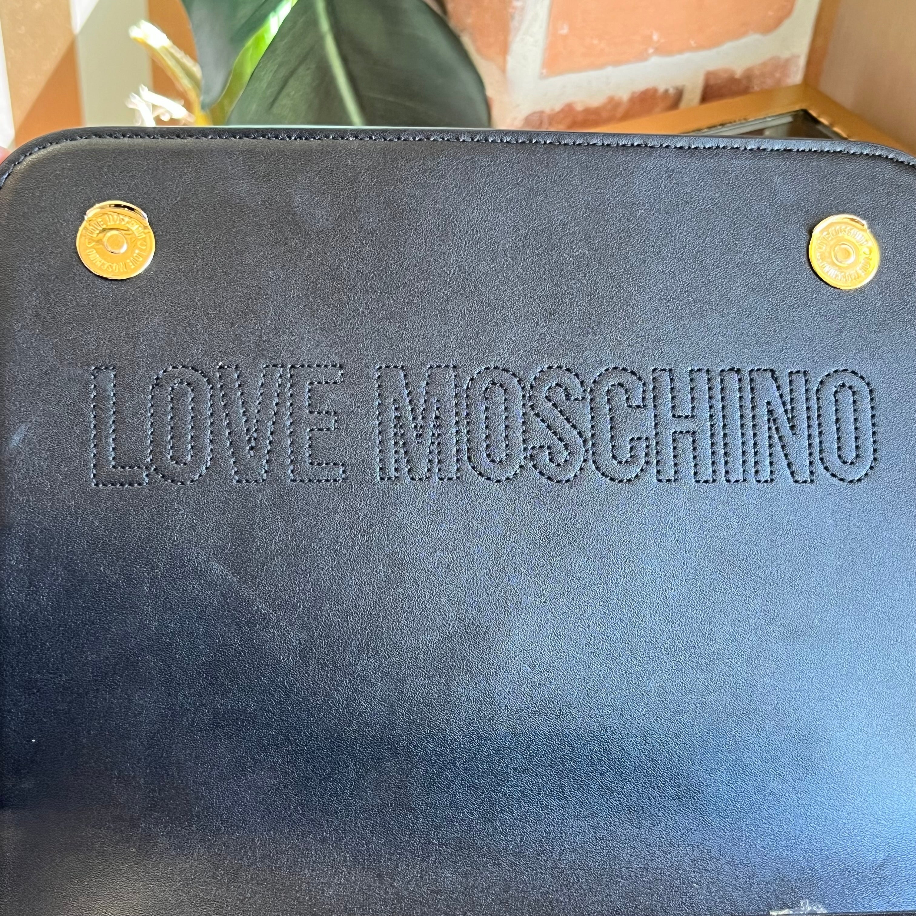 LOVE MOSCHINO Faux Leather Studded Flap Bag TS4036