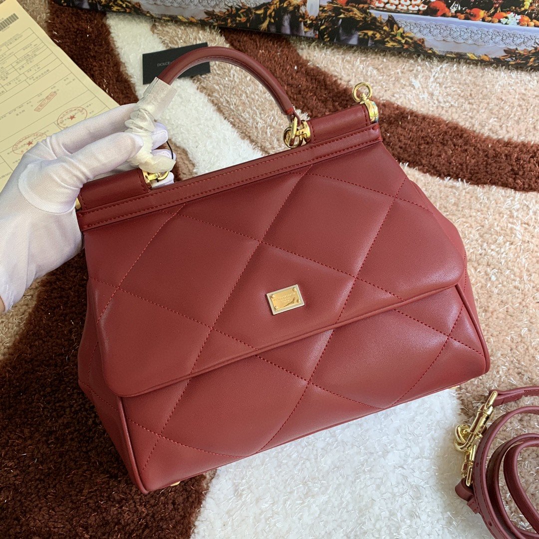 GLAMI MeGLAMIum Sicily Bag In Quilted Burgundy For Women 10.2in/26cm GLAMIÃ‚Â 