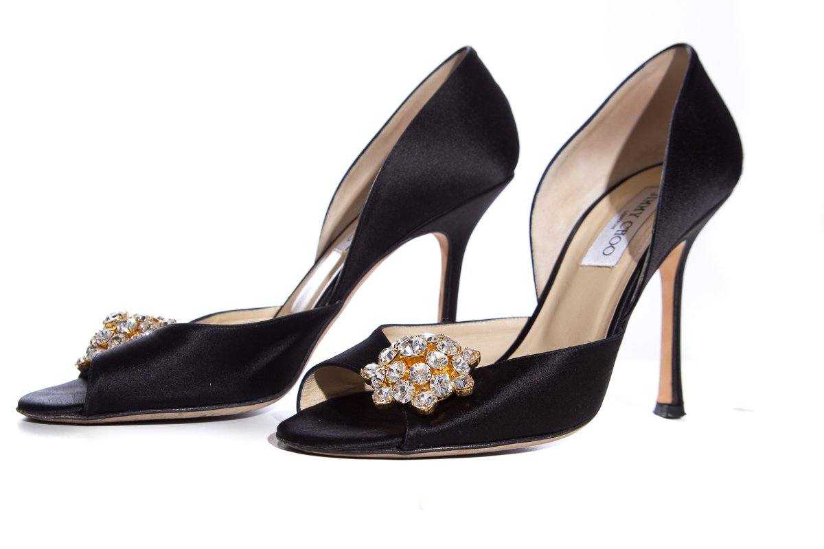 Jimmy Choo Black Satin Heels SZ 40