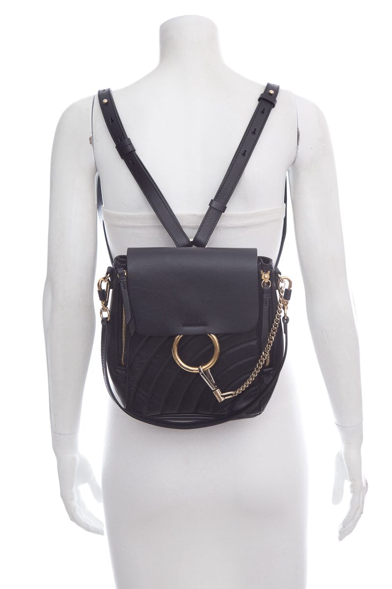 Chloe Navy Faye Quilted Leather Backpack