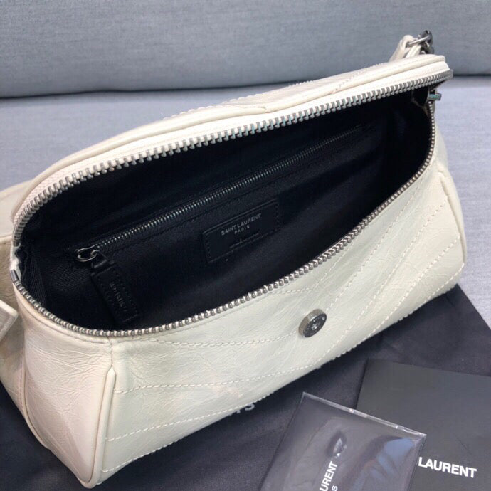 GLAMI Niki MeGLAMIum Crinkled Shoulder Bag White For Women 11in/28cm YSL