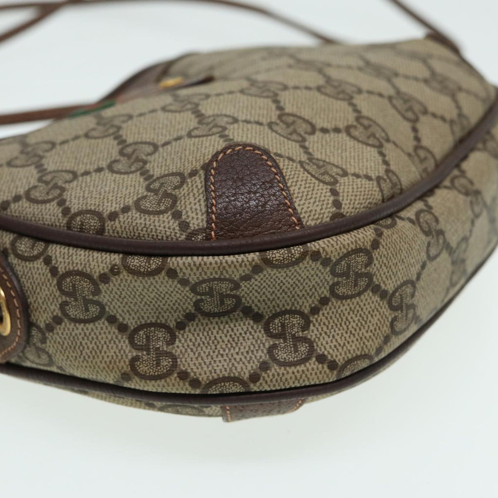 GUCCI GG Canvas Web Sherry Line Shoulder Bag PVC Leather Beige 83133
