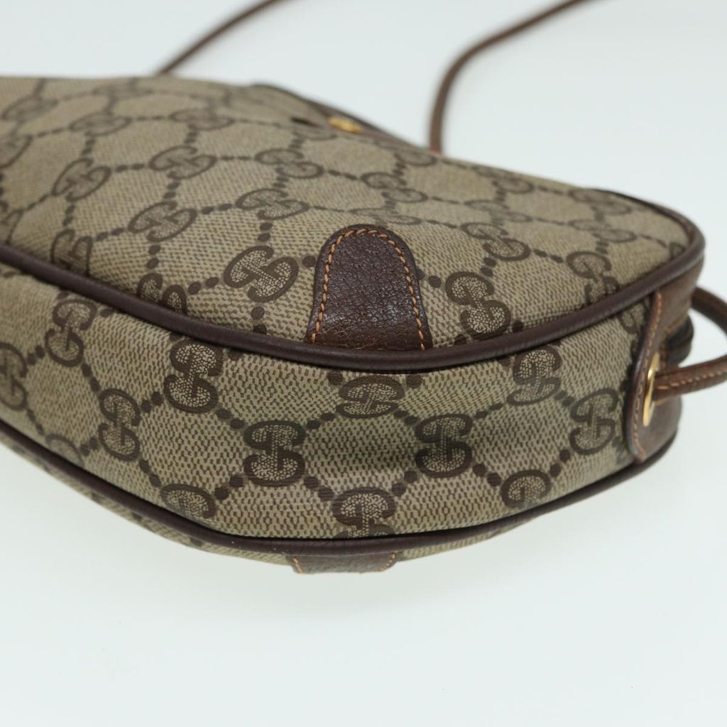 GUCCI GG Canvas Web Sherry Line Shoulder Bag PVC Leather Beige 83133