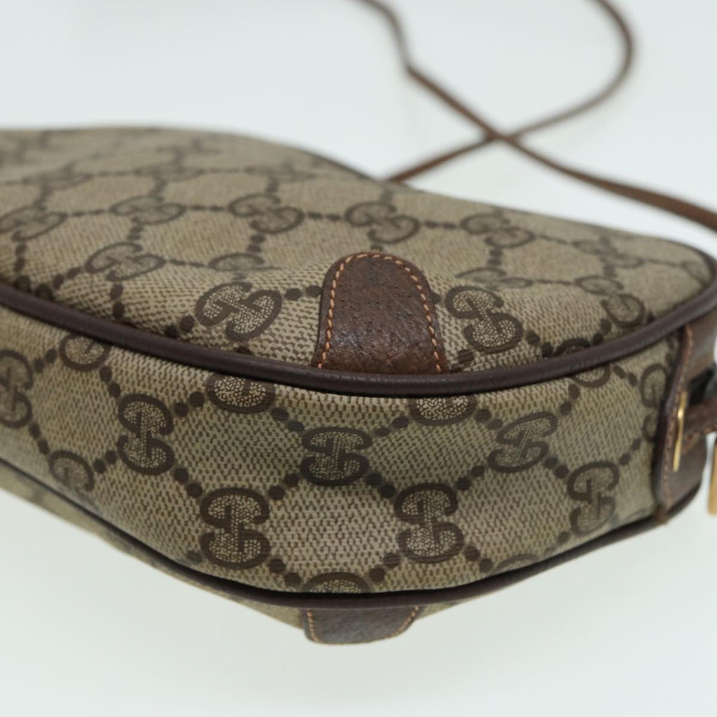 GUCCI GG Canvas Web Sherry Line Shoulder Bag PVC Leather Beige 83133