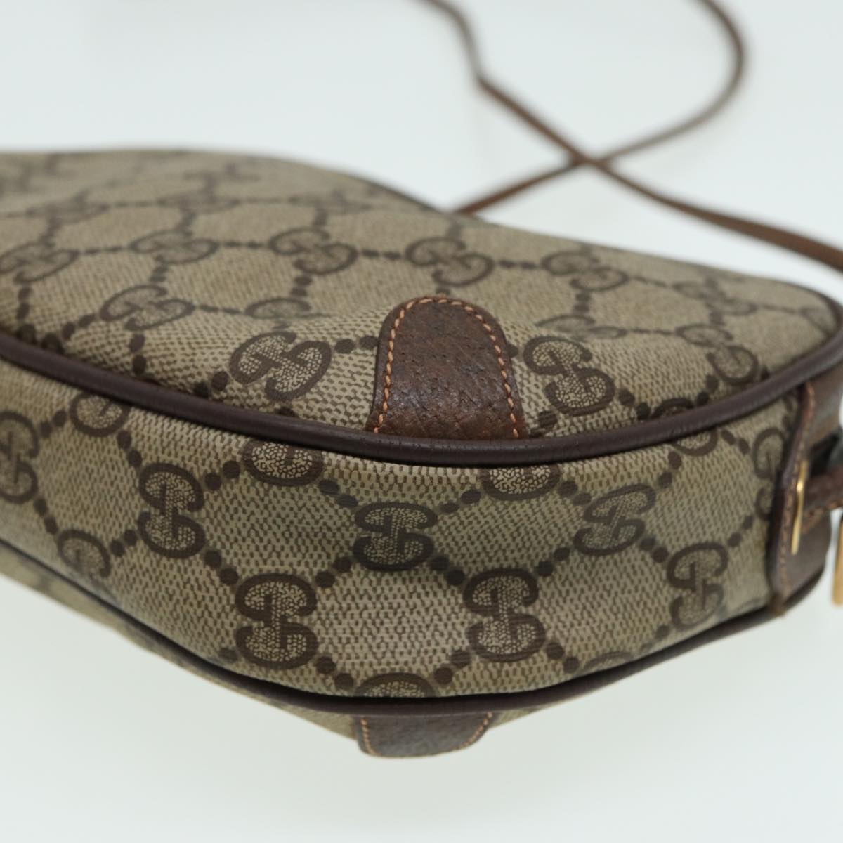 GUCCI GG Canvas Web Sherry Line Shoulder Bag PVC Leather Beige 83133
