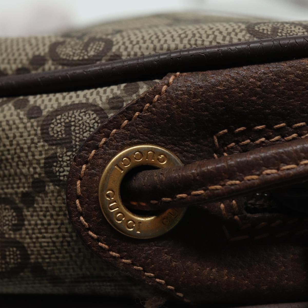 GUCCI GG Canvas Web Sherry Line Shoulder Bag PVC Leather Beige 83133