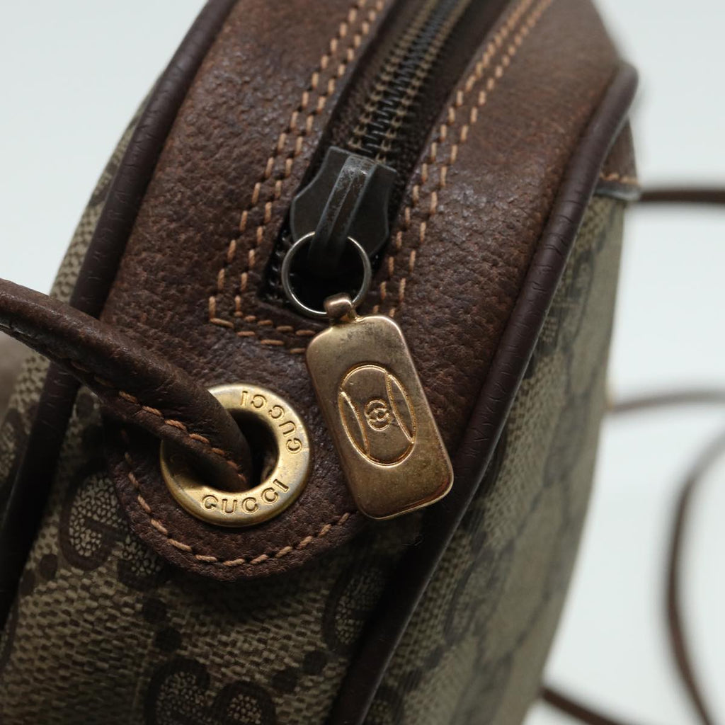 GUCCI GG Canvas Web Sherry Line Shoulder Bag PVC Leather Beige 83133