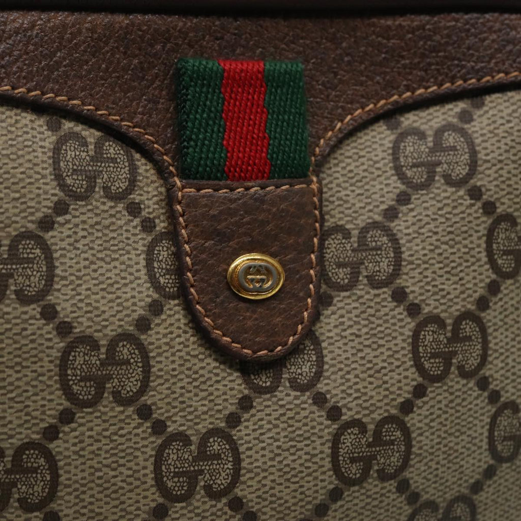 GUCCI GG Canvas Web Sherry Line Shoulder Bag PVC Leather Beige 83133