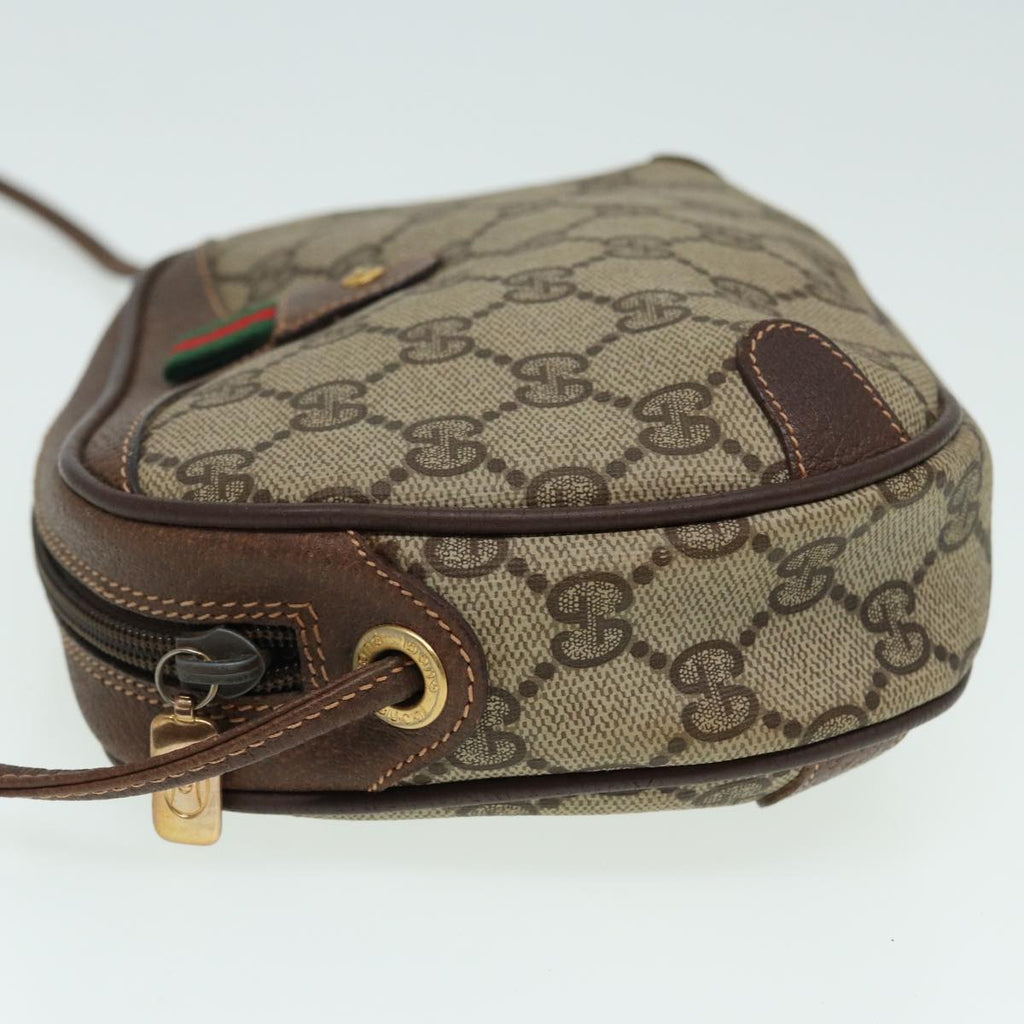 GUCCI GG Canvas Web Sherry Line Shoulder Bag PVC Leather Beige 83133