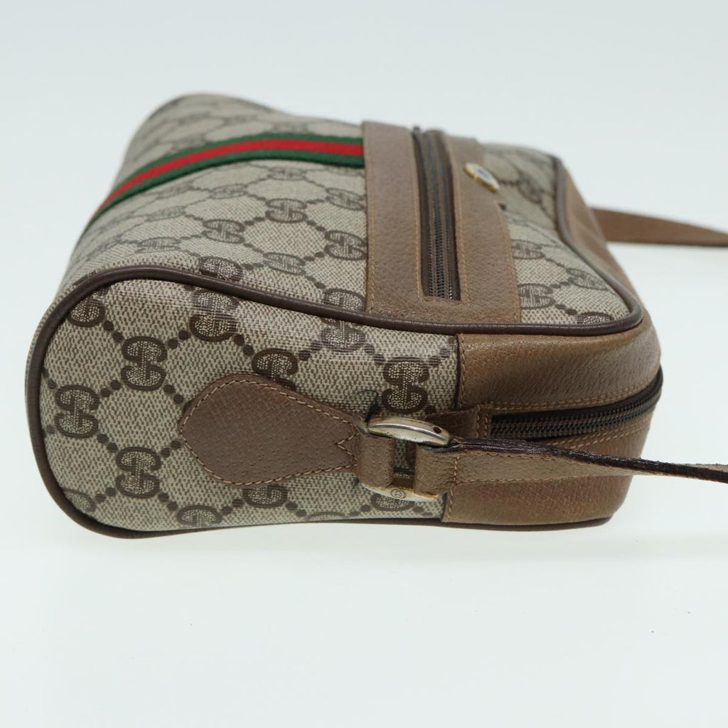 GUCCI GG Canvas Web Sherry Line Shoulder Bag PVC Leather Beige 83134