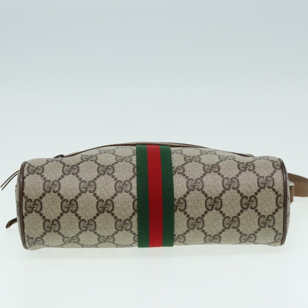 GUCCI GG Canvas Web Sherry Line Shoulder Bag PVC Leather Beige 83134
