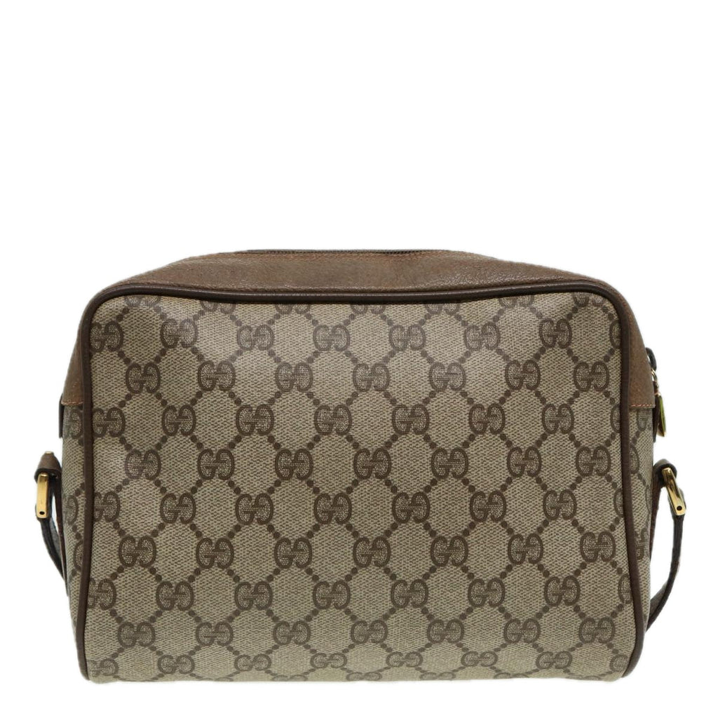 GUCCI GG Canvas Web Sherry Line Shoulder Bag PVC Leather Beige 83135