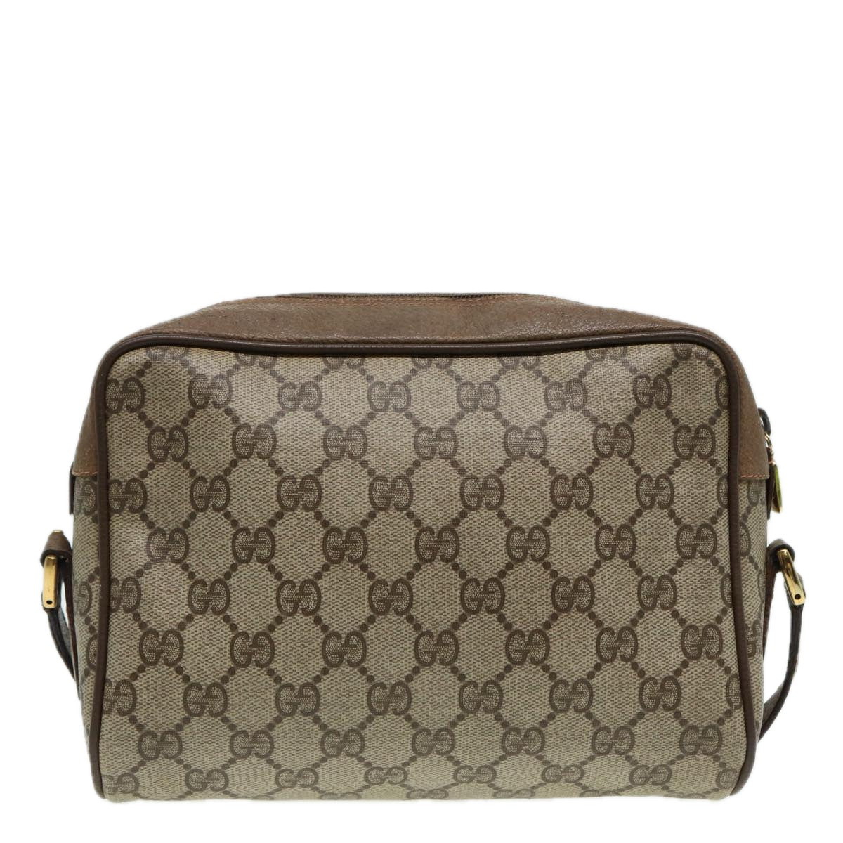 GUCCI GG Canvas Web Sherry Line Shoulder Bag PVC Leather Beige 83135