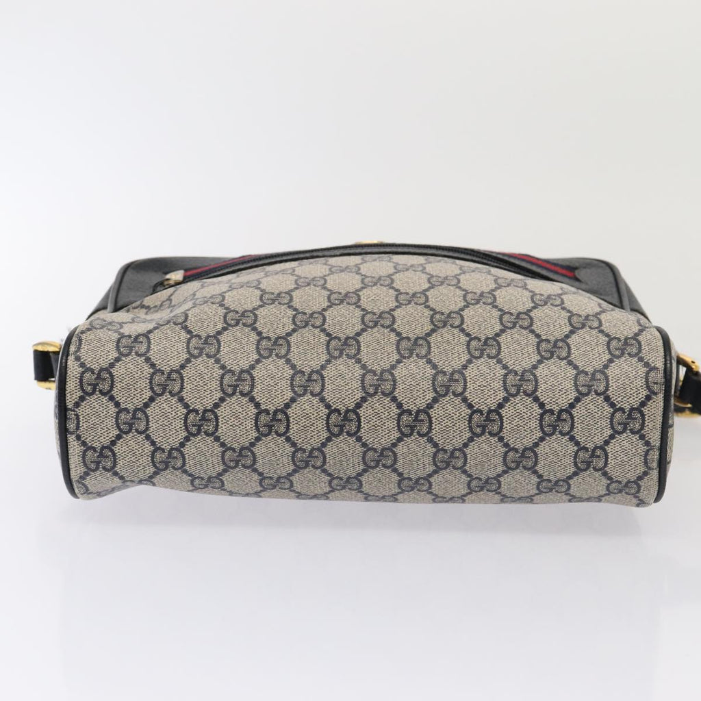 GUCCI GG Supreme Sherry Line Shoulder Bag PVC Leather Navy 56 02 088 83136