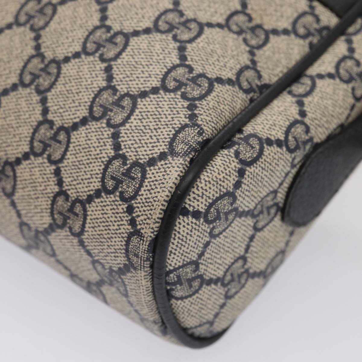 GUCCI GG Supreme Sherry Line Shoulder Bag PVC Leather Navy 56 02 088 83136