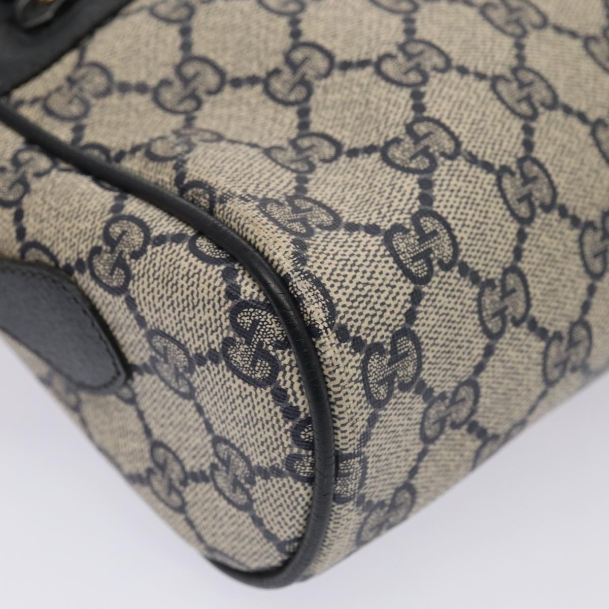 GUCCI GG Supreme Sherry Line Shoulder Bag PVC Leather Navy 56 02 088 83136