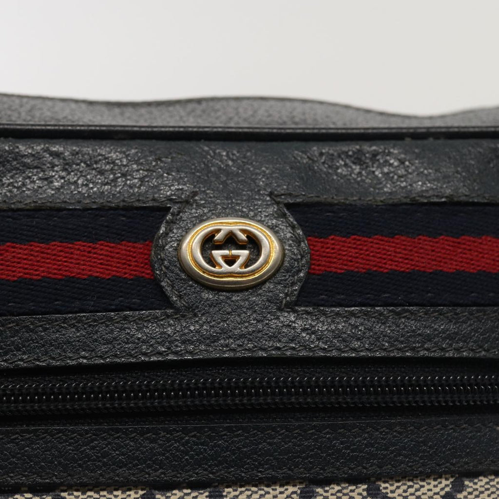 GUCCI GG Supreme Sherry Line Shoulder Bag PVC Leather Navy 56 02 088 83136