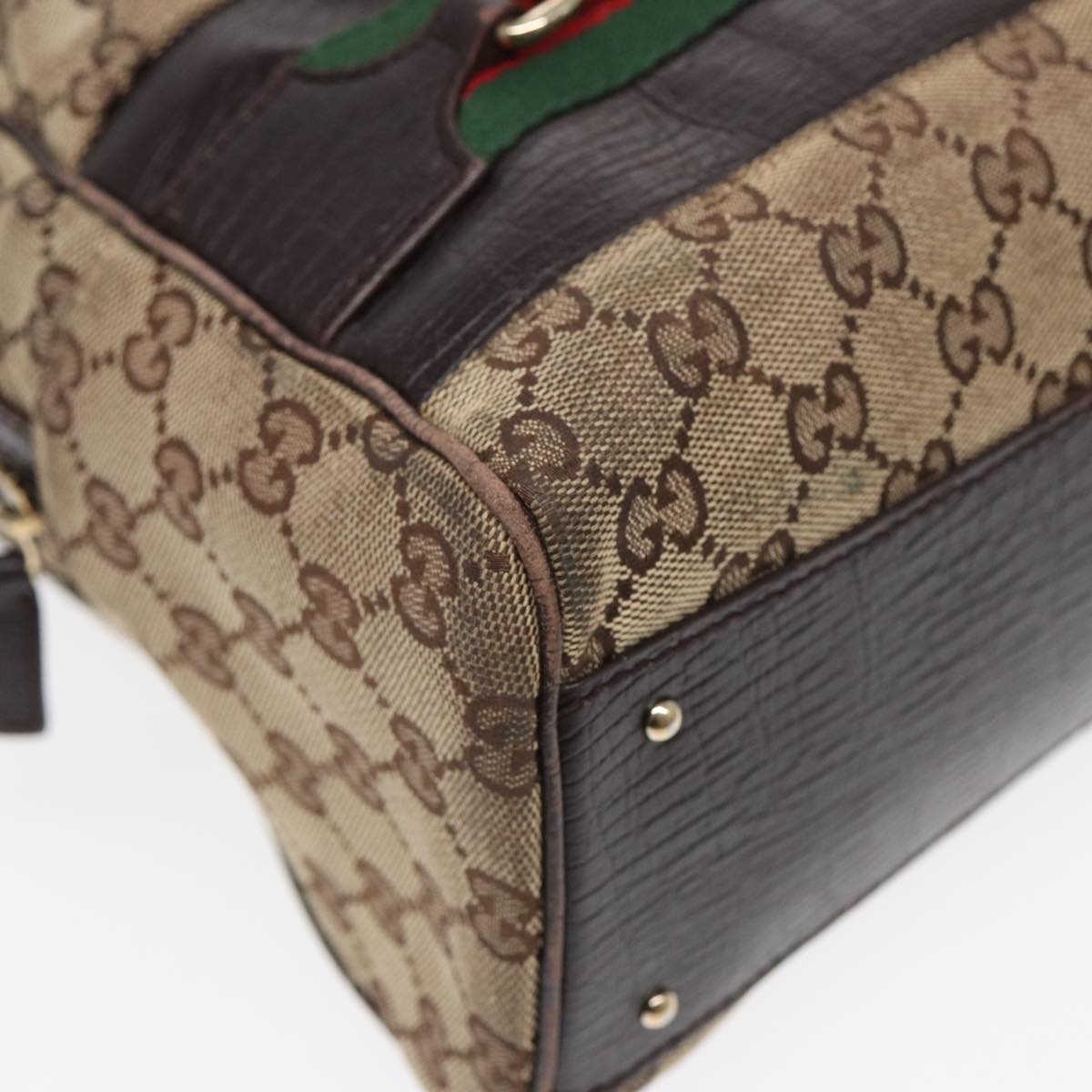 GUCCI GG Canvas Web Sherry Line Hand Bag Beige Red Green 141503 83143