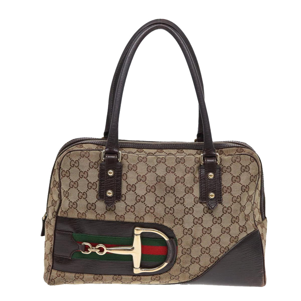 GUCCI GG Canvas Web Sherry Line Hand Bag Beige Red Green 141503 83143