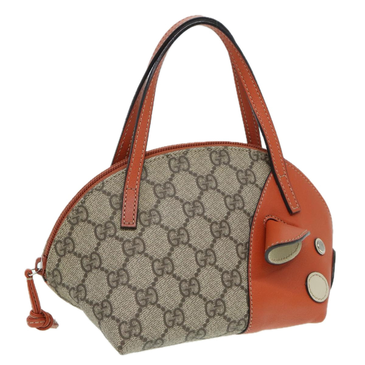 GUCCI GG Supreme Hand Bag PVC Leather Beige Orange 271093 83144