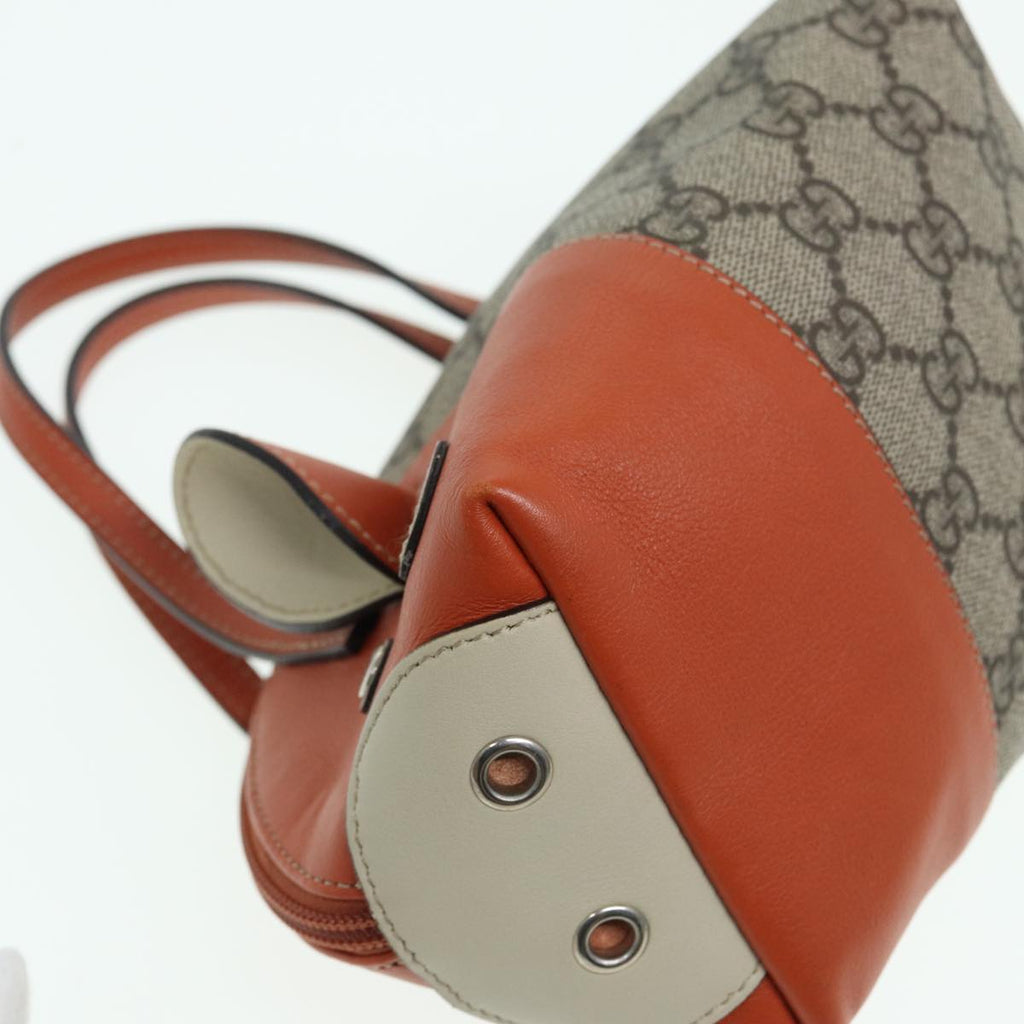GUCCI GG Supreme Hand Bag PVC Leather Beige Orange 271093 83144