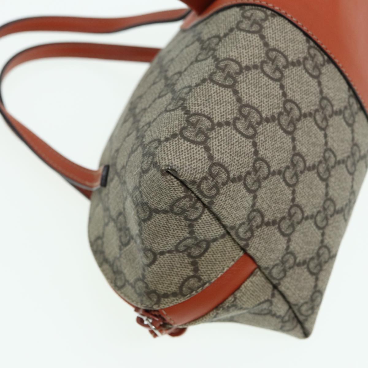 GUCCI GG Supreme Hand Bag PVC Leather Beige Orange 271093 83144