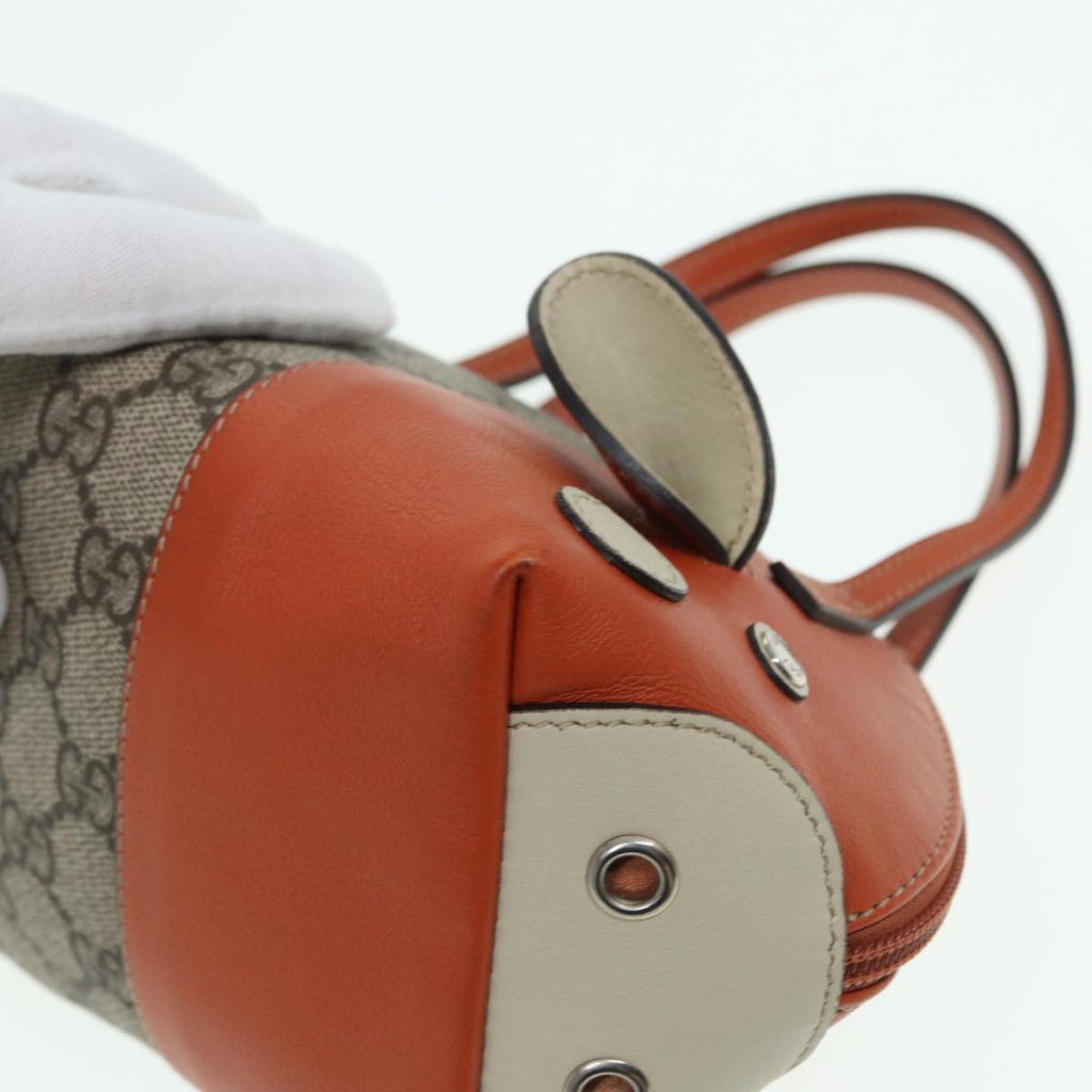 GUCCI GG Supreme Hand Bag PVC Leather Beige Orange 271093 83144