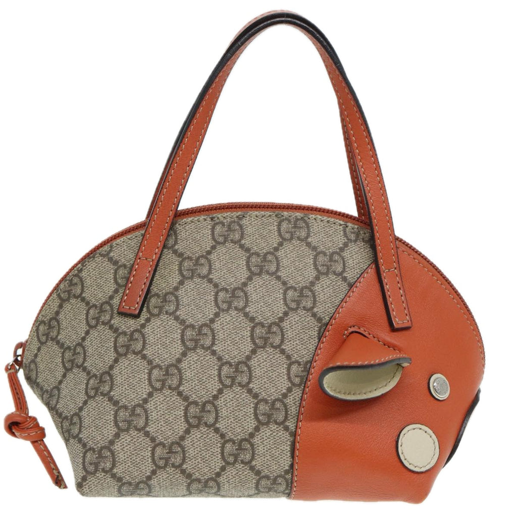 GUCCI GG Supreme Hand Bag PVC Leather Beige Orange 271093 83144