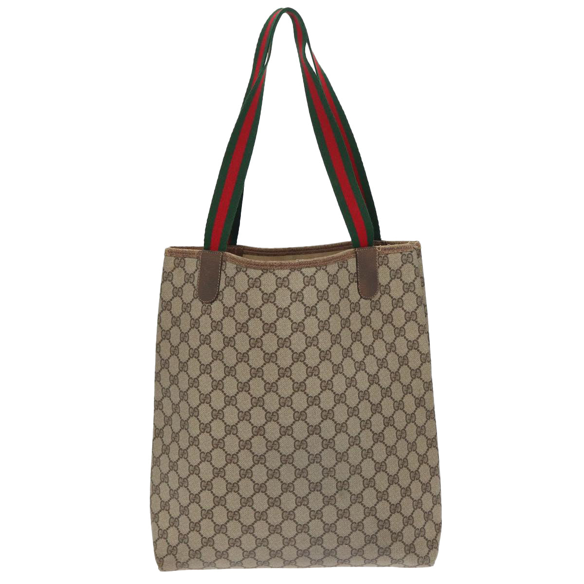GUCCI GG Supreme Web Sherry Line Tote Bag PVC Leather Beige 39 02 003 83145