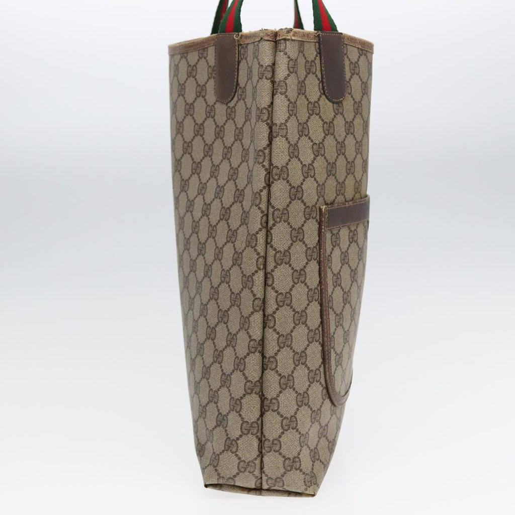 GUCCI GG Supreme Web Sherry Line Tote Bag PVC Leather Beige 39 02 003 83145
