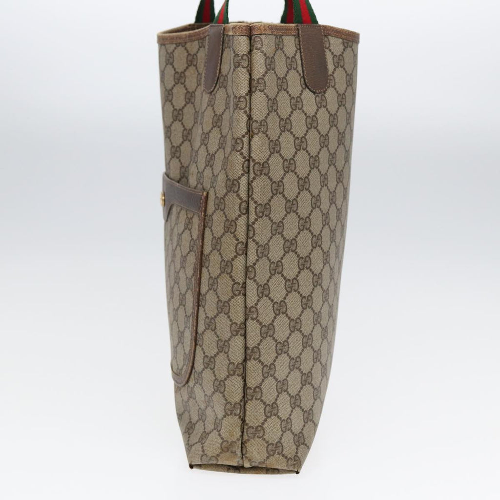 GUCCI GG Supreme Web Sherry Line Tote Bag PVC Leather Beige 39 02 003 83145