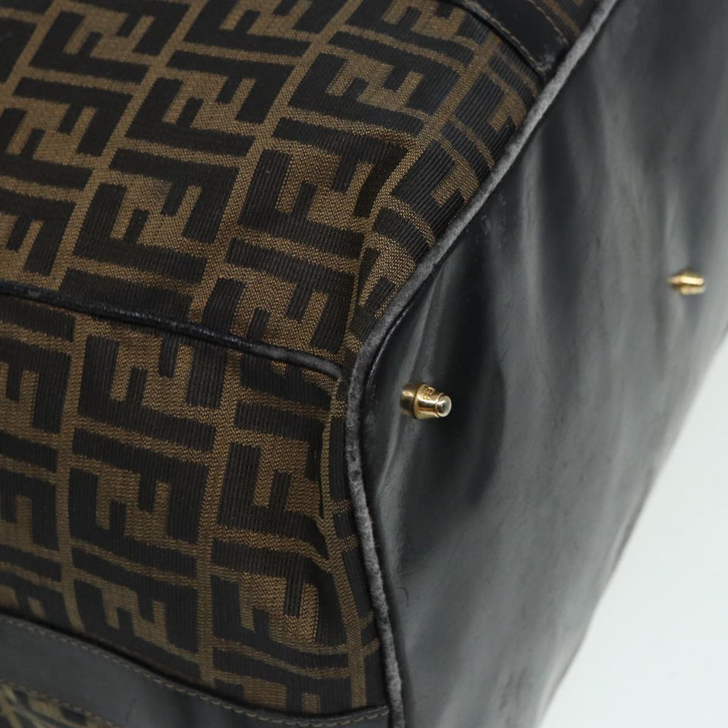 FENDI Zucca Canvas Boston Bag Brown Black 83151