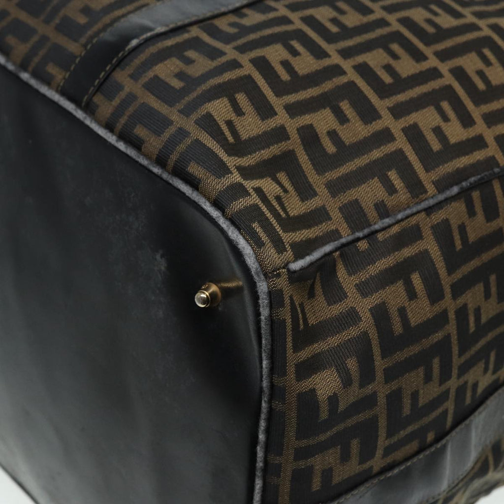 FENDI Zucca Canvas Boston Bag Brown Black 83151