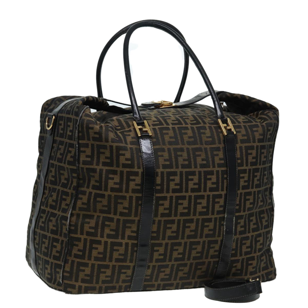 FENDI Zucca Canvas Boston Bag Brown Black 83151