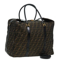 FENDI Zucca Canvas Boston Bag Brown Black 83151