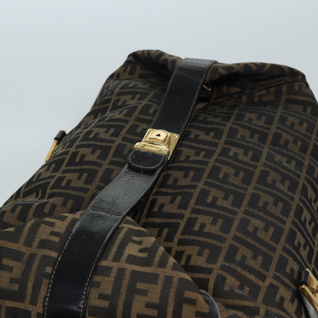 FENDI Zucca Canvas Boston Bag Brown Black 83151