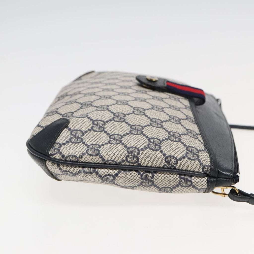 GUCCI GG Supreme Sherry Line Shoulder Bag PVC Navy Red 904 02 026 83193