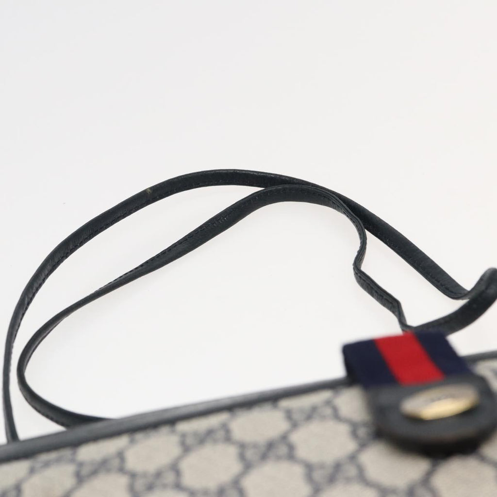 GUCCI GG Supreme Sherry Line Shoulder Bag PVC Navy Red 904 02 026 83193