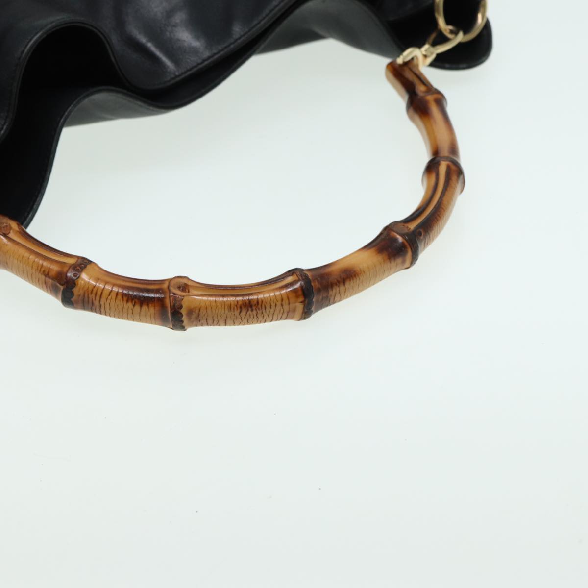GUCCI Bamboo Hand Bag Leather 2way Black 83205