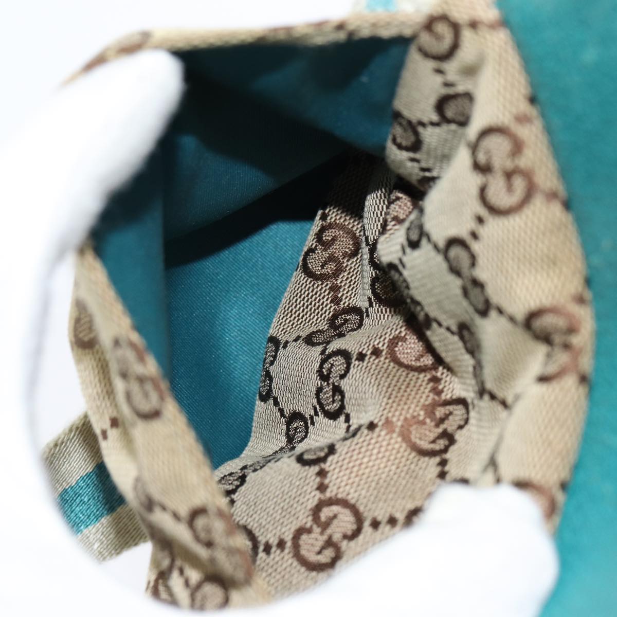 GUCCI GG Canvas Sherry Line Waist bag Beige Emerald Green 28566 0959 83220