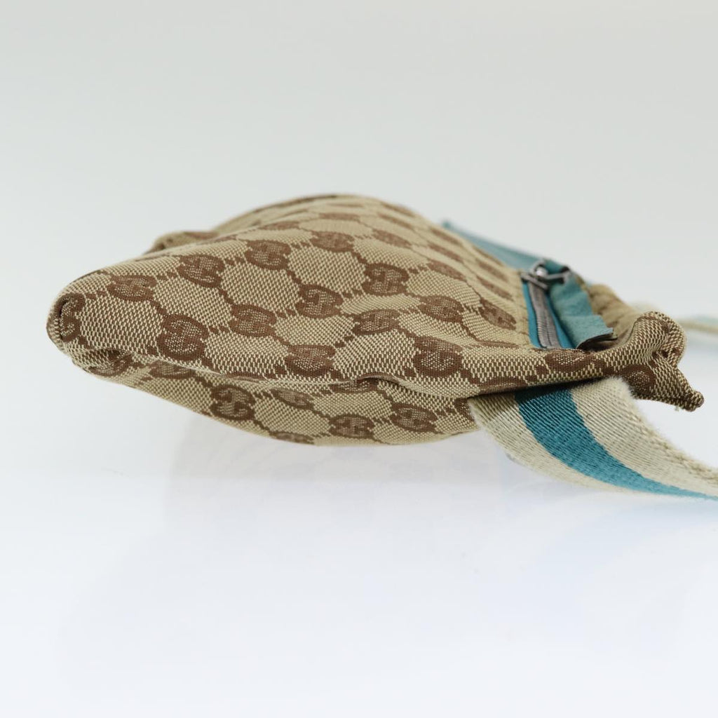 GUCCI GG Canvas Sherry Line Waist bag Beige Emerald Green 28566 0959 83220