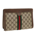 GUCCI GG Supreme Web Sherry Line Clutch Bag PVC Beige 89 01 001 83241