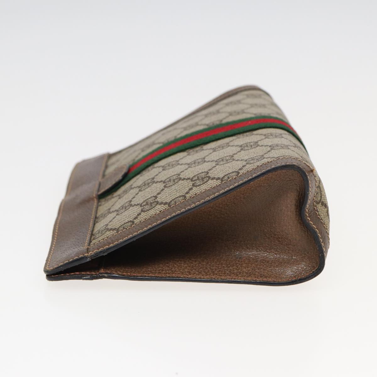 GUCCI GG Supreme Web Sherry Line Clutch Bag PVC Beige 89 01 001 83241